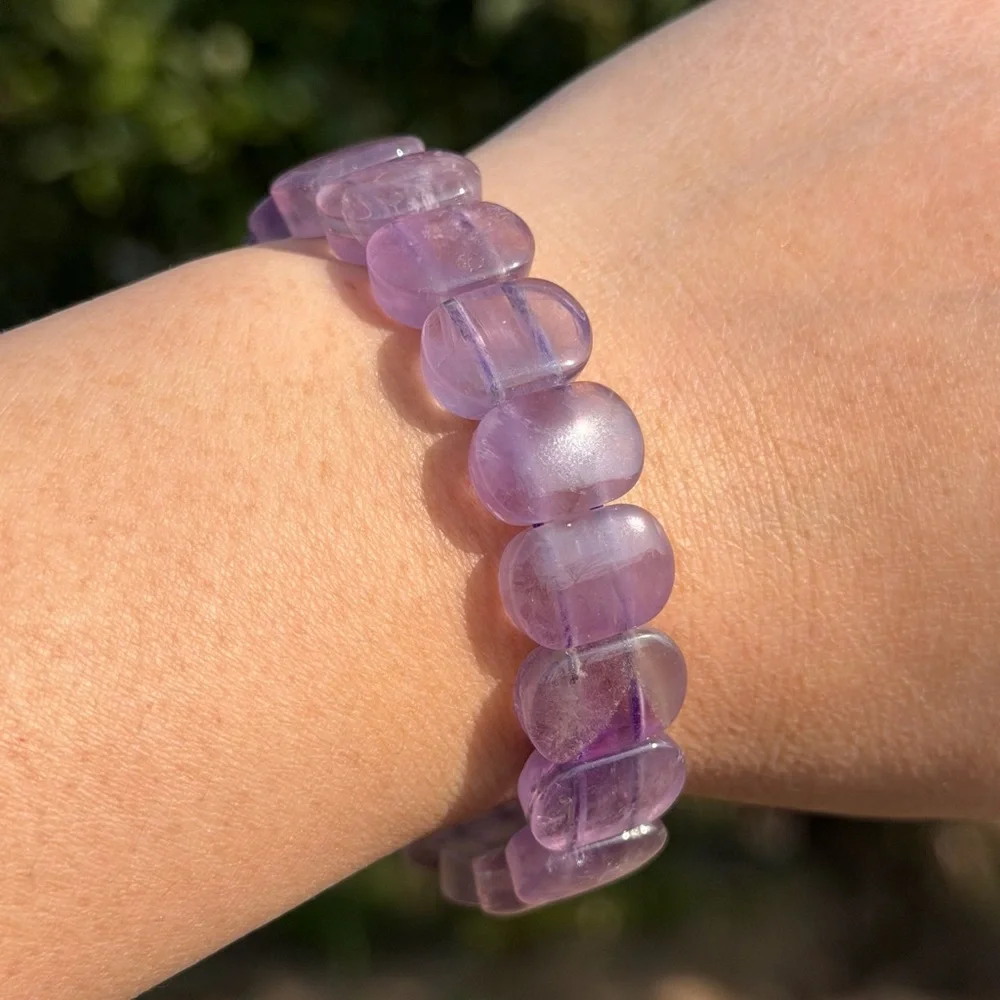 Stretchable dainty natural purple amethyst soft bangle 1181‎